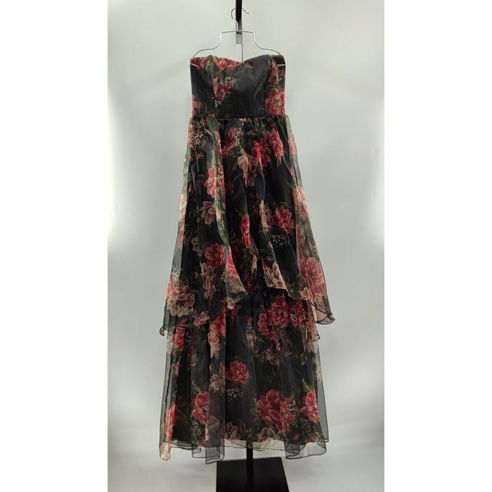 Lulus Women Truly Extraordinary Organza Strapless Maxi Dress Black Small - Picture 2 of 3